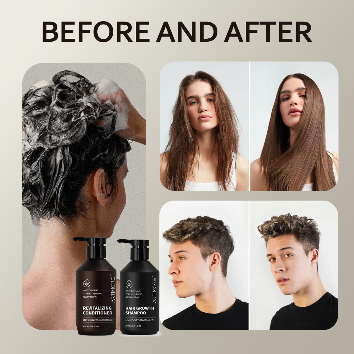 Artimore conditioner cream close-up on fingertips, highlights smoothing hydration