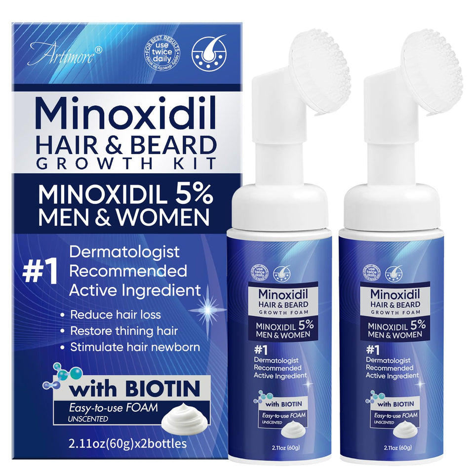 Artimore front packaging showing 5% minoxidil foam and clear usage benefit