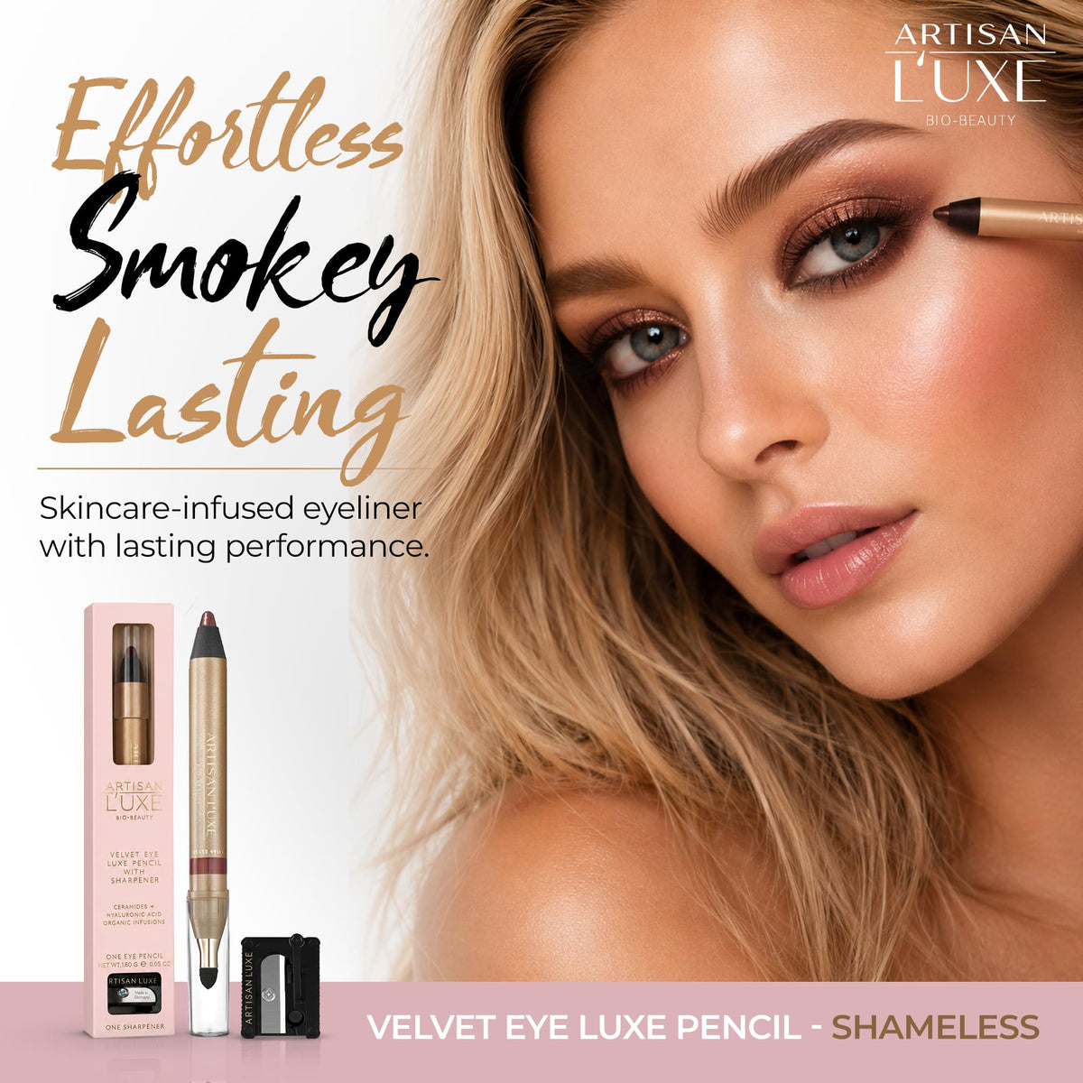 Artisan L'uxe close-up of velvety shimmer texture delivering smooth blendable payoff