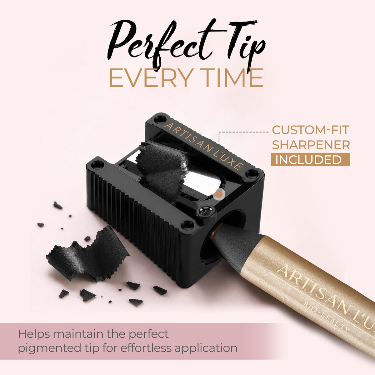 Artisan L'uxe pencil applied on eyelid demonstrating blendable eyeshadow use