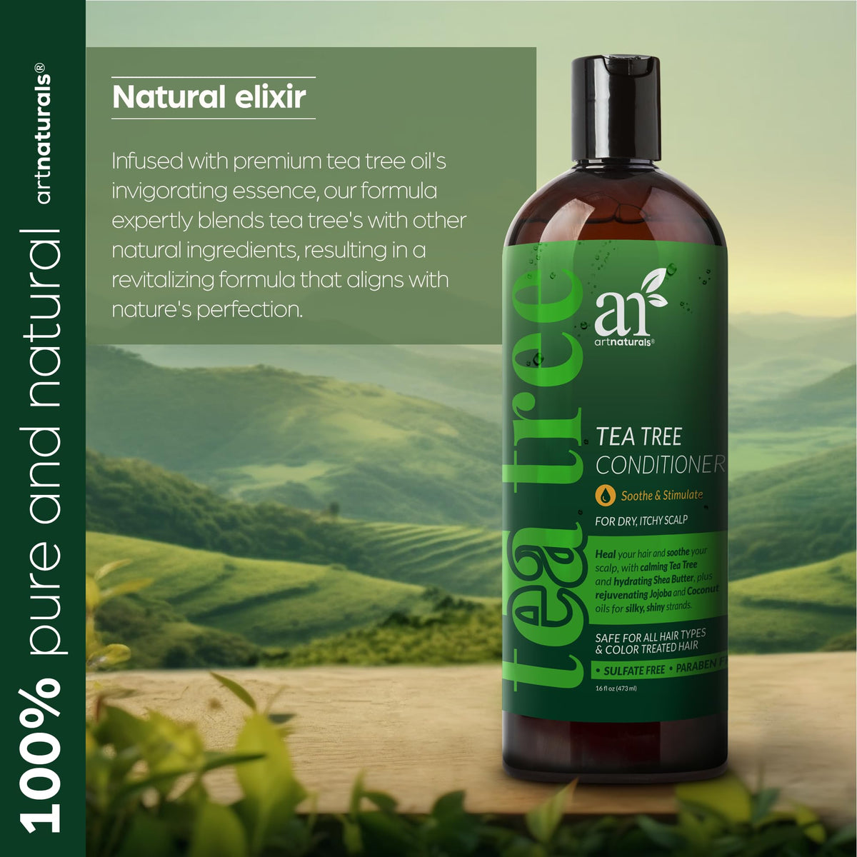Artnaturals 16 fl oz bottle beside a ruler for clear size comparison