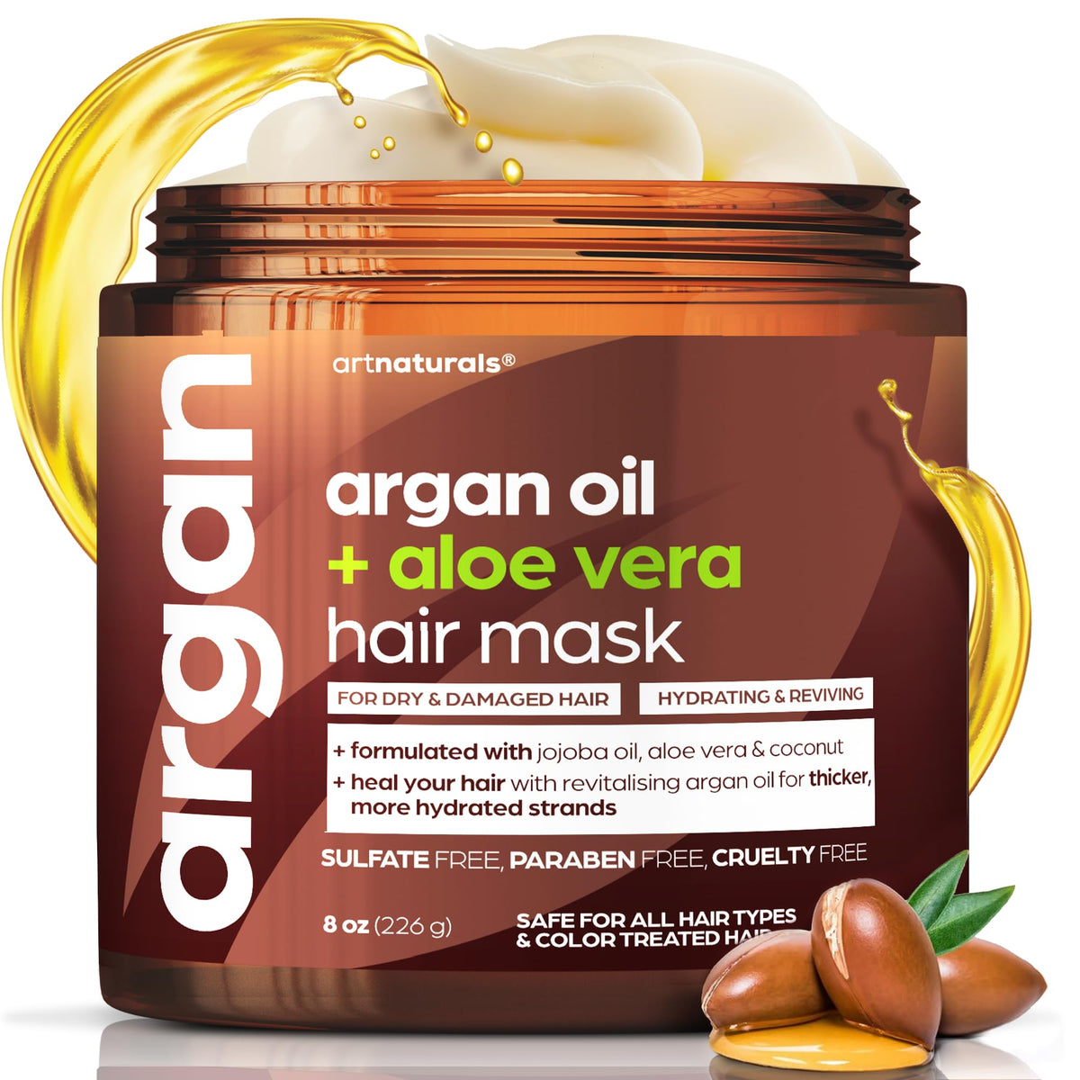Artnaturals jar front view showing label and product size, conveying trust