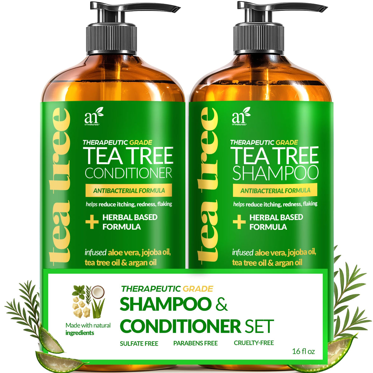 artnaturals front packaging showing two 16 fl oz bottles and product benefits