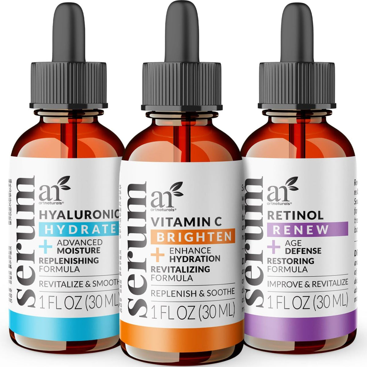 Artnaturals front packaging trio showing set and benefits