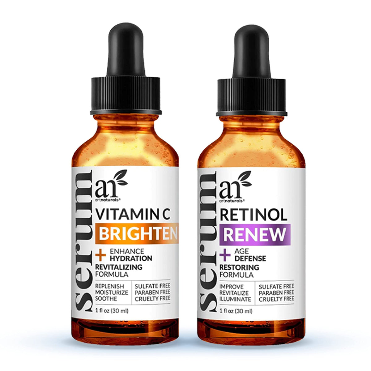 Artnaturals front packaging showing two 1 fl oz bottles and benefits