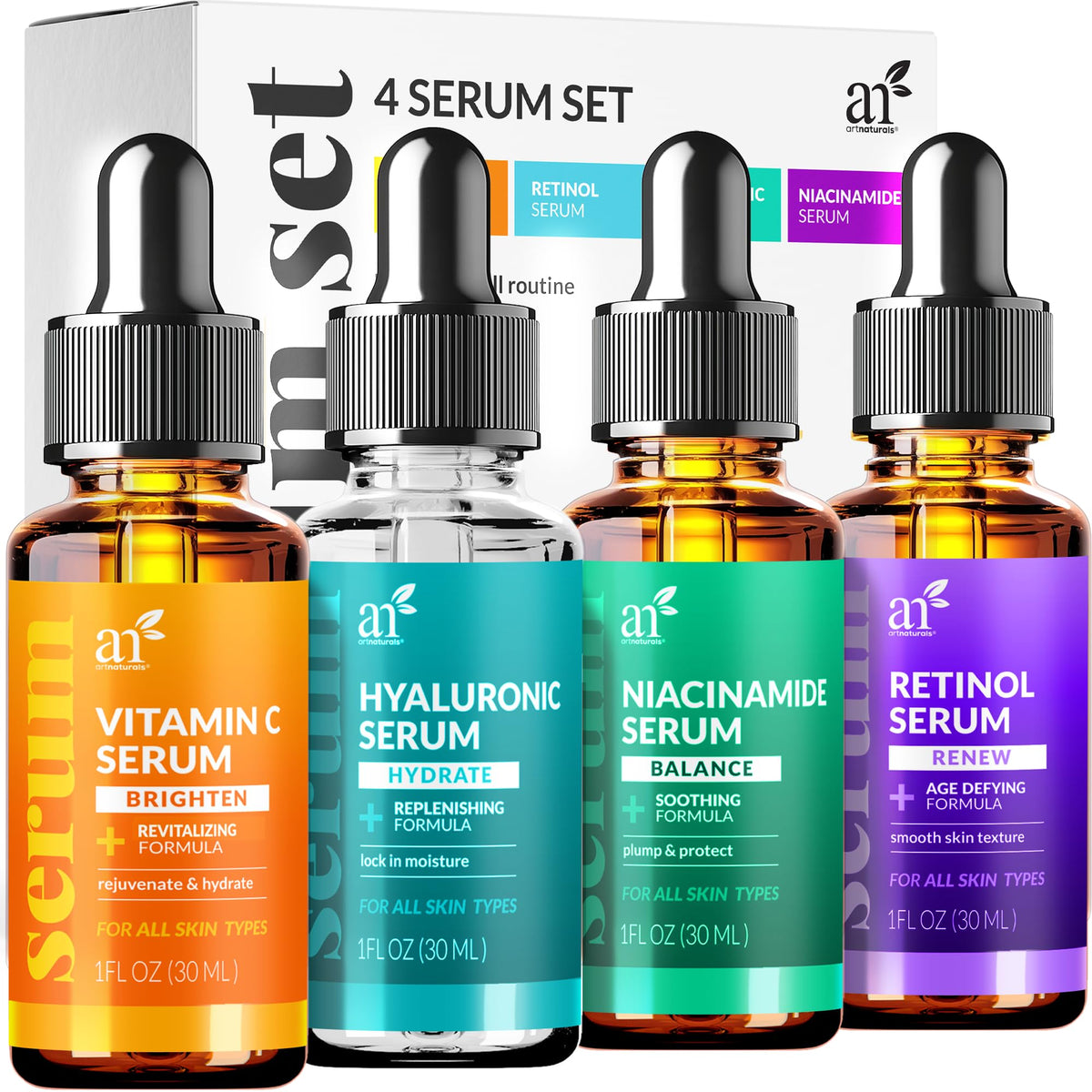Artnaturals front packaging showing full 4-piece set and clear benefits