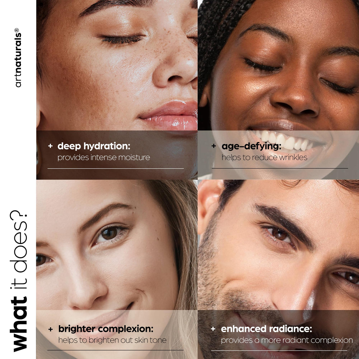Artnaturals ingredient focus showing vitamin C and retinol benefits