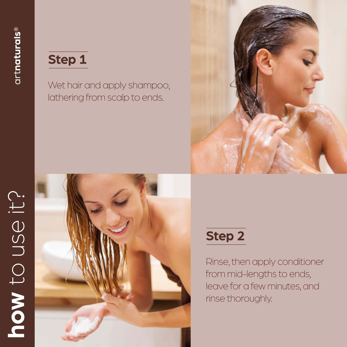 Artnaturals set on shower shelf illustrating easy daily routine use
