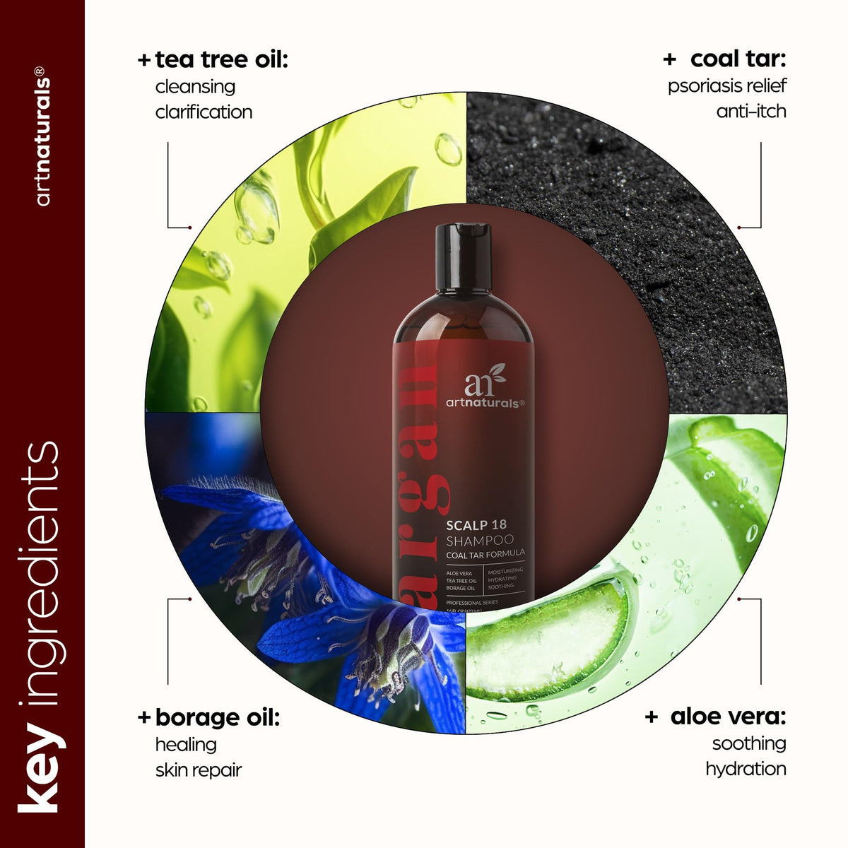 ArtNaturals shampoo in use in shower showing scalp cleansing benefit