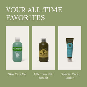 ARUBA ALOE 2 oz next to hand illustrating portable travel-friendly size