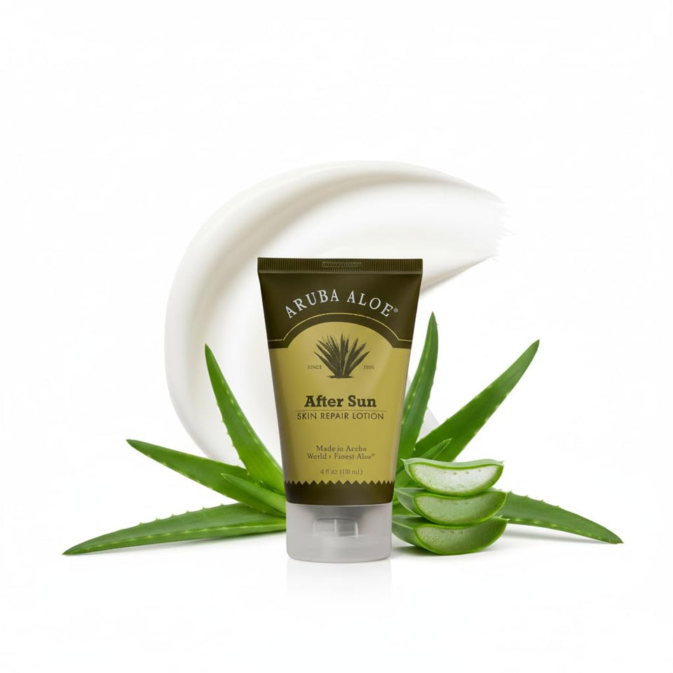 ARUBA ALOE SINCE 1890 front of 4 oz tube showing label and travel-ready benefit