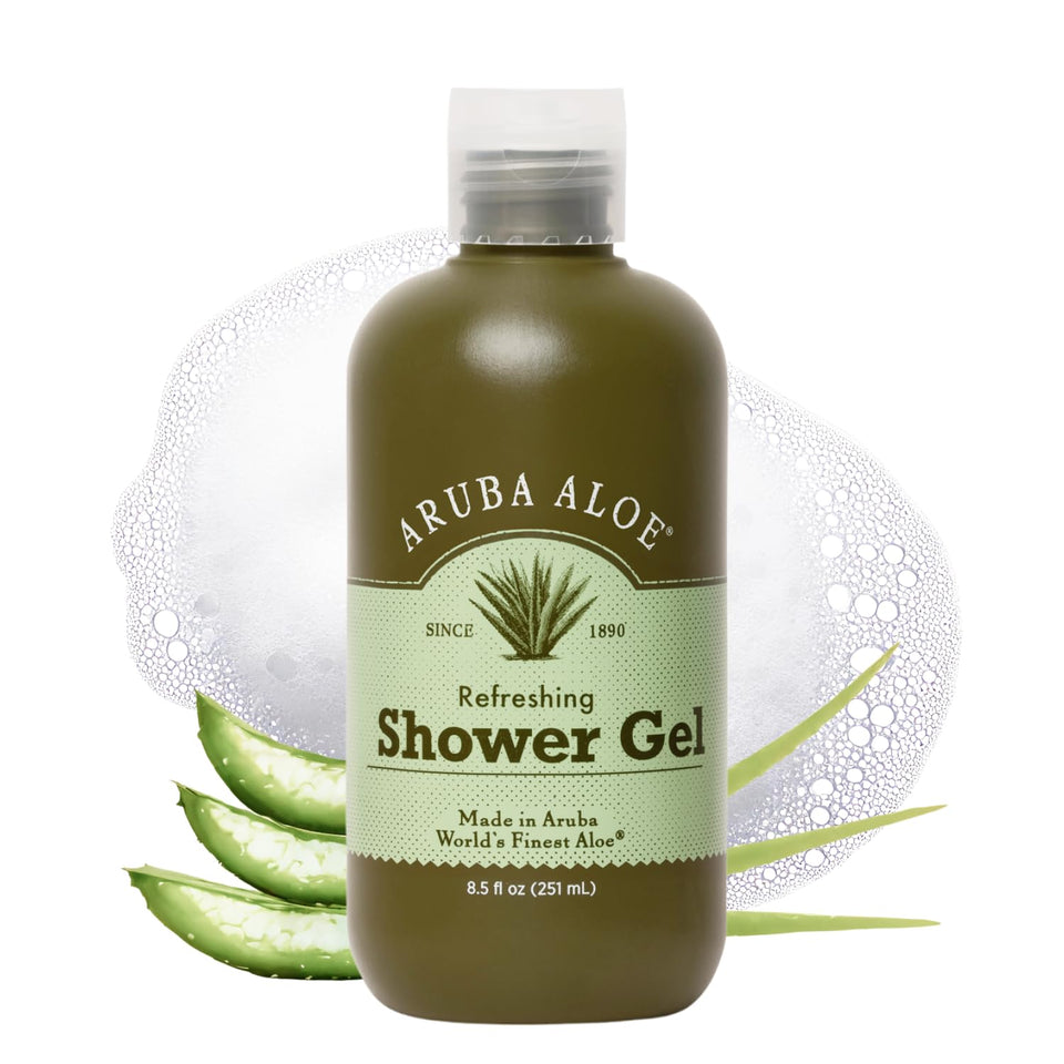 Aruba Aloe front bottle showing product and benefit of gentle cleansing