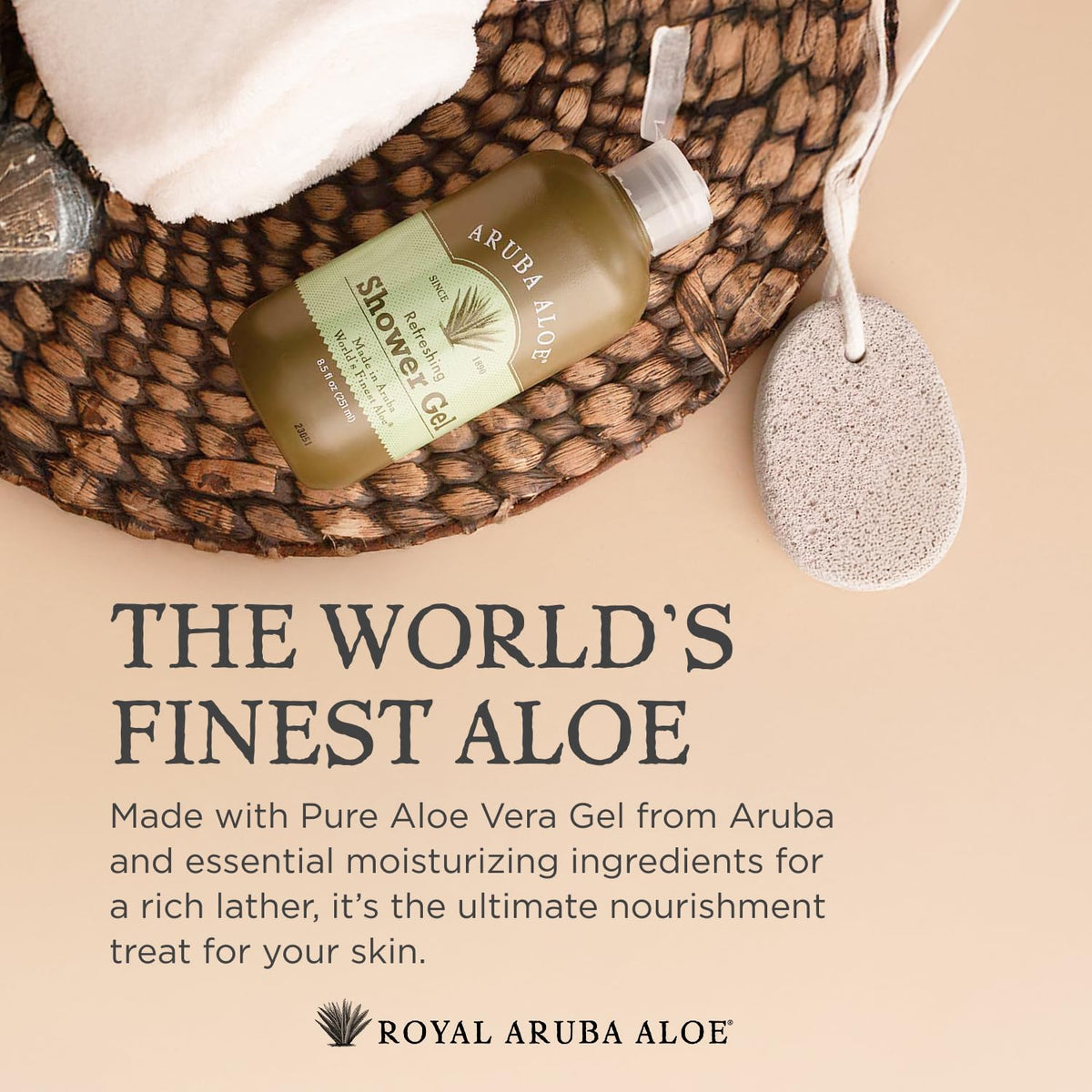 Aruba Aloe pump and label detail highlighting soap-free hydrating formula