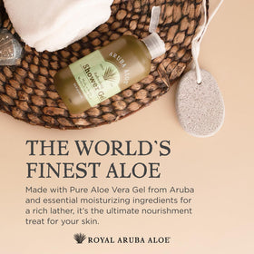 Aruba Aloe pump and label detail highlighting soap-free hydrating formula