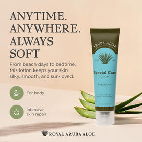 Aruba Aloe applying lotion to hand demonstrating immediate moisturization
