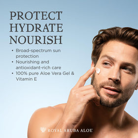 ARUBA ALOE lotion texture close-up that shows lightweight non-greasy glide