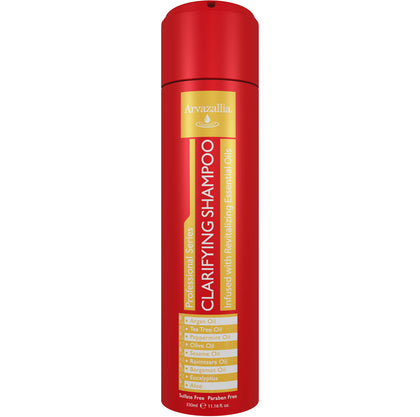 Arvazallia front packaging showing clarifying shampoo benefits