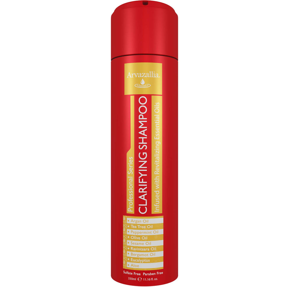 Arvazallia front packaging showing clarifying shampoo benefits