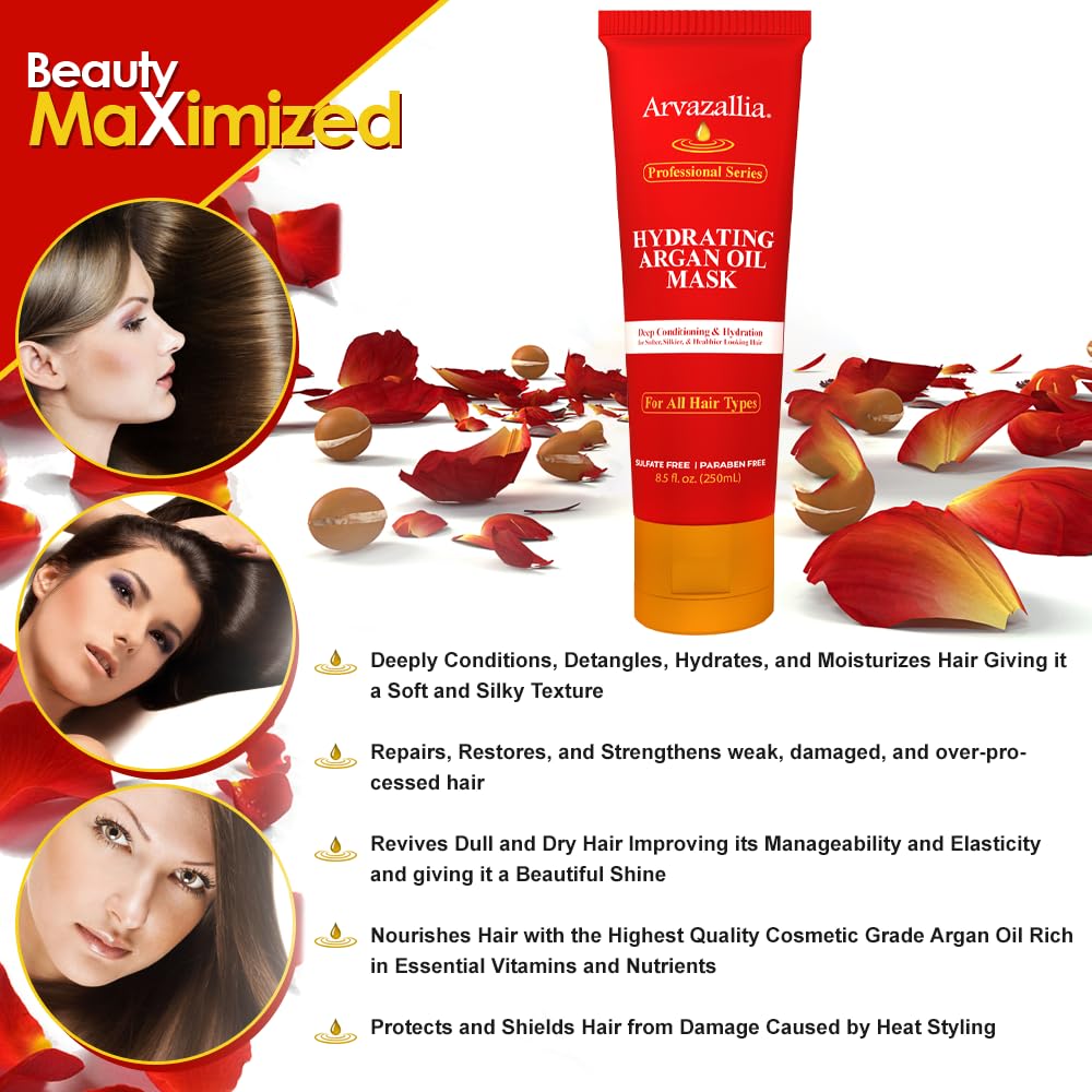 Arvazallia label close-up highlighting argan oil and clean, salon-grade benefits