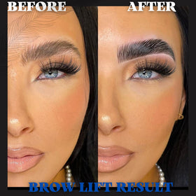 ARYANA NEW YORK application in salon with technician shaping brows for control