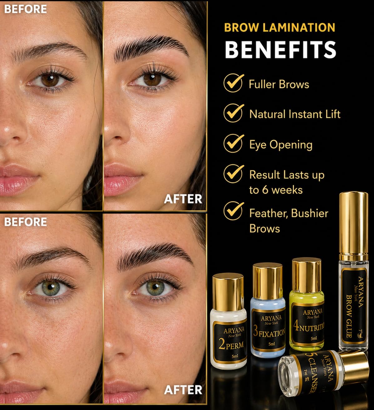 ARYANA NEW YORK duo brow brush and micro applicators detail for precise application benefit