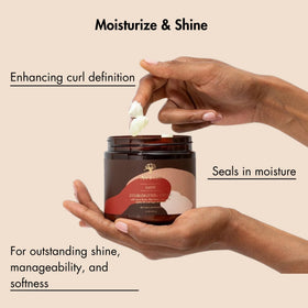 As I Am applied to defined curly hair illustrating softened, frizz-reduced curls
