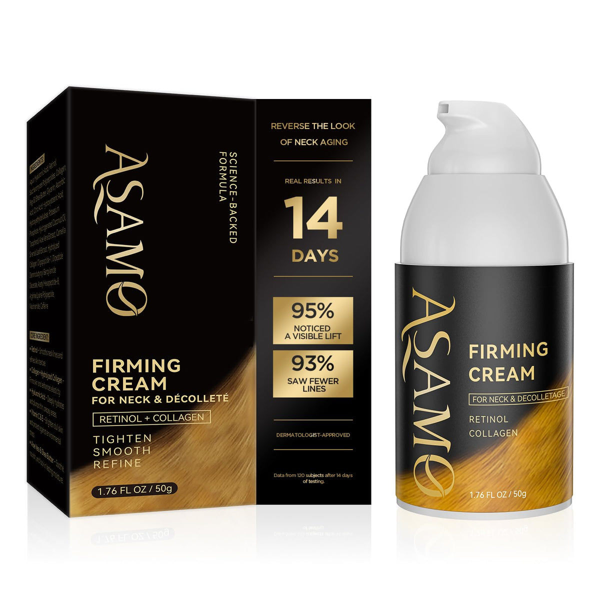 ASAMO front packaging showing product bottle and branding for clear recognition and trust