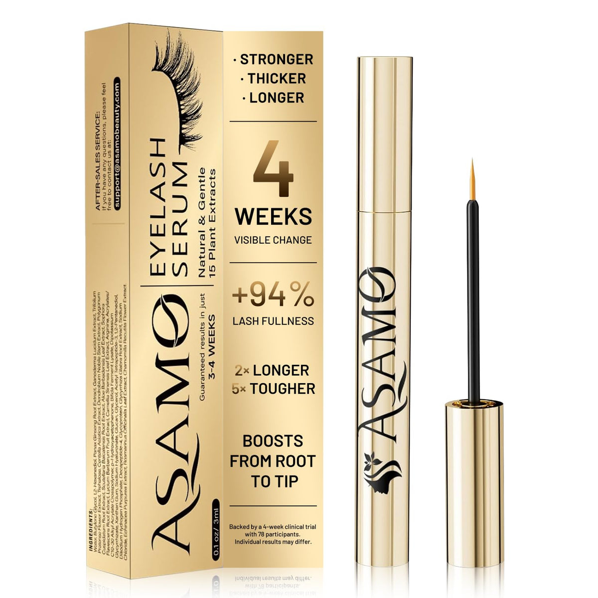 ASAMO front packaging showing PURE GOLD bottle and benefits