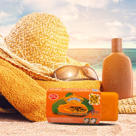 ASANTEE sliced soap bar showing internal color and natural ingredient mix