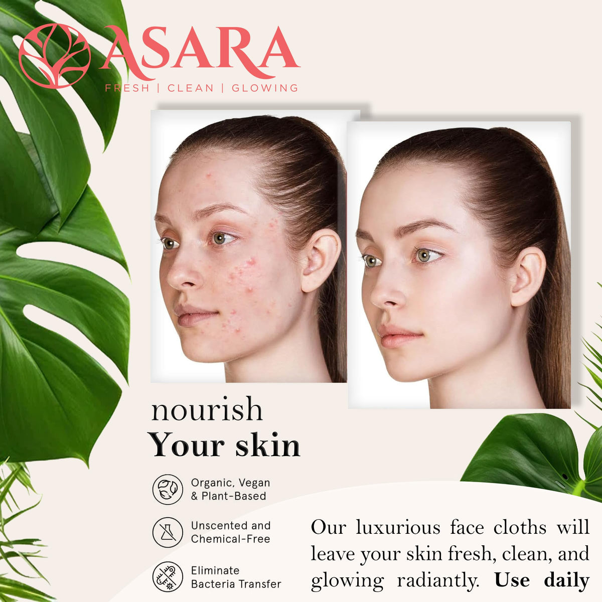 ASARA NEW YORK PROBIOTIC SKIN SCIENCE towel removing foundation demonstrating effectiveness