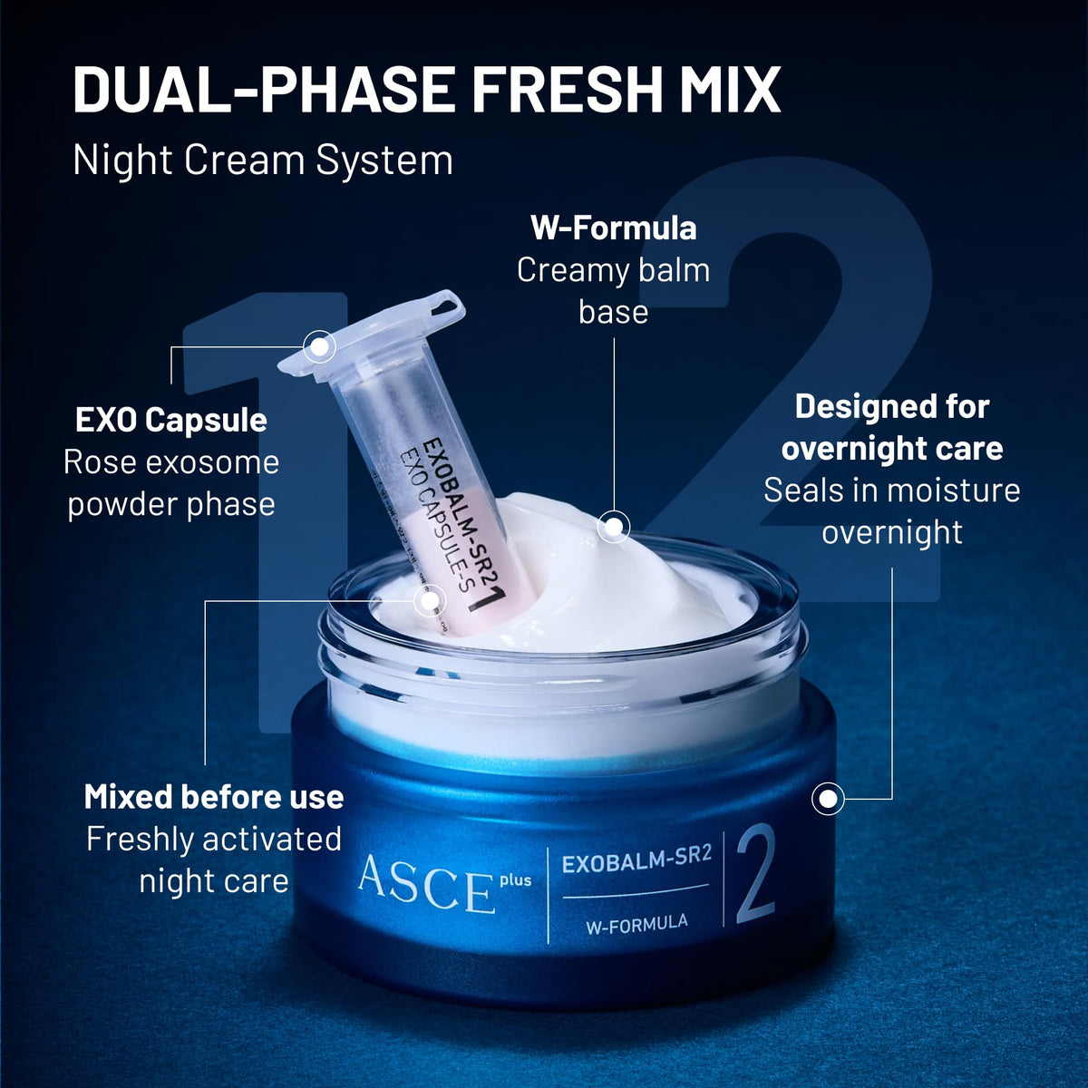 ASCE+ open jar revealing freeze‑dried exocapsules for fresh potency
