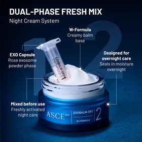 ASCE+ open jar revealing freeze‑dried exocapsules for fresh potency