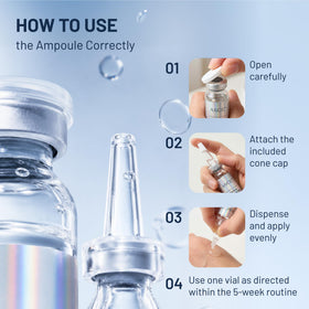 ASCE+ ampoule open dropper with serum texture, demonstrates hydrating consistency