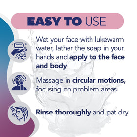 Asepxia foam lather on skin demonstrating effective cleansing action