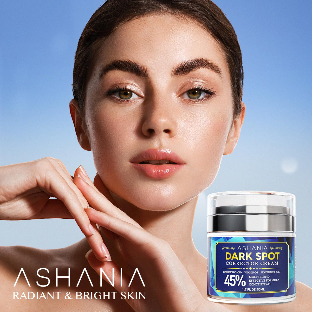 Ashania bottle styled on bathroom shelf showing routine-friendly storage benefit