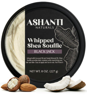 Ashanti Naturals jar front view showing Blackjack soufle and masculine label for confident grooming