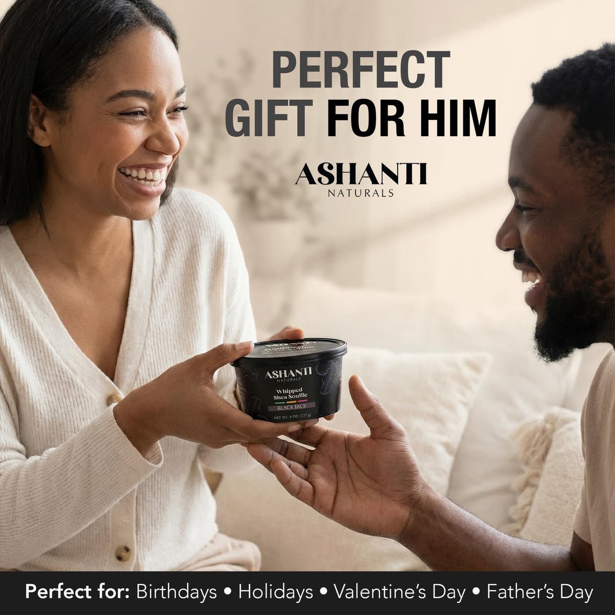 Man applying Ashanti Naturals Blackjack shea butter to chest demonstrating fast absorption benefit