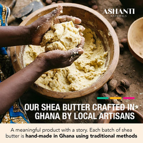 Ashanti Naturals on bathroom shelf in routine setting encouraging daily use