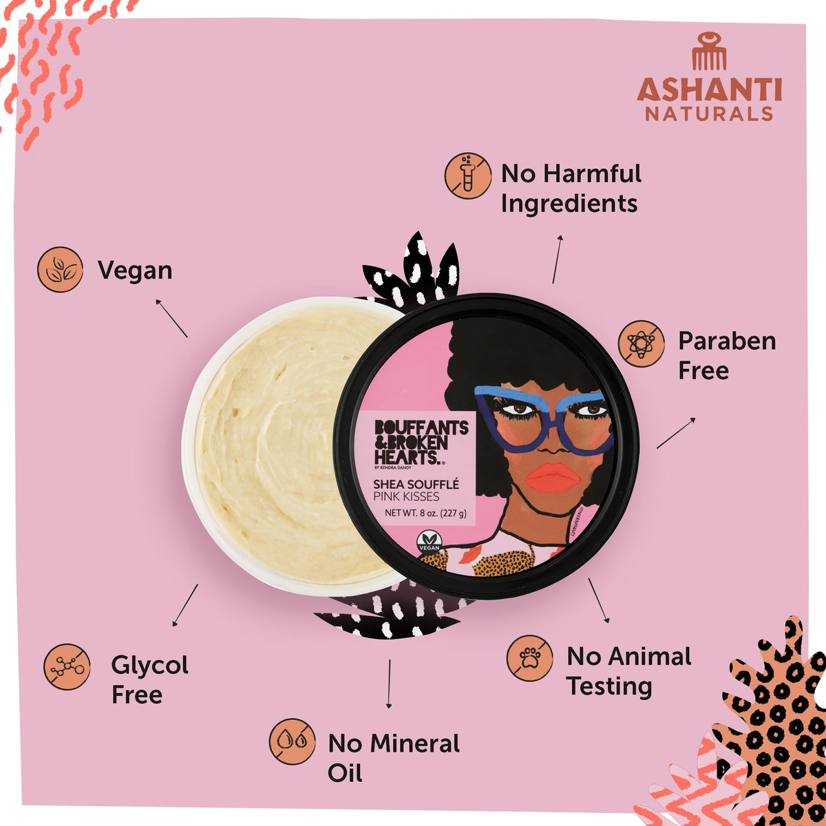 Ashanti Naturals open jar whipped texture highlighting creamy spreadability benefit