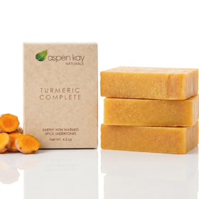Aspen Kay Naturals front packaging showing organic turmeric benefits