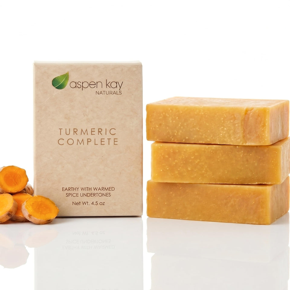 Aspen Kay Naturals front packaging showing organic turmeric benefits