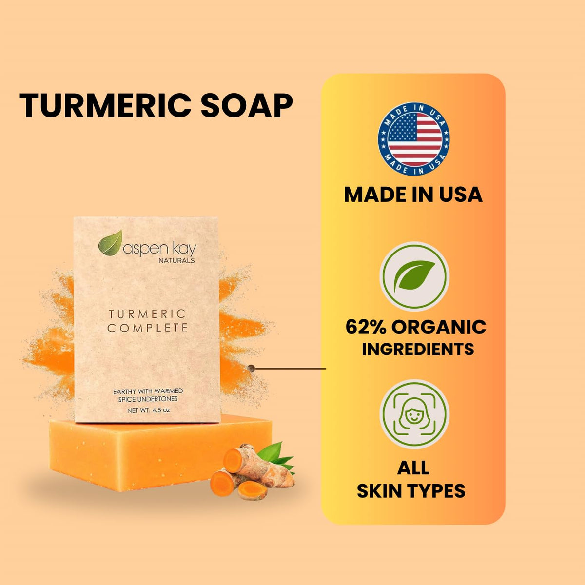 Aspen Kay Naturals side profile emphasizing soap texture and creamy lather benefit