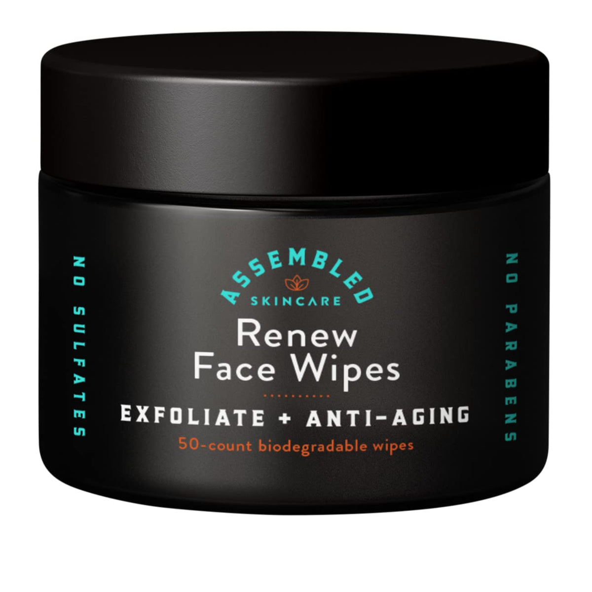 ASSEMBLED front packaging showing pack of 50 wipes for quick skincare