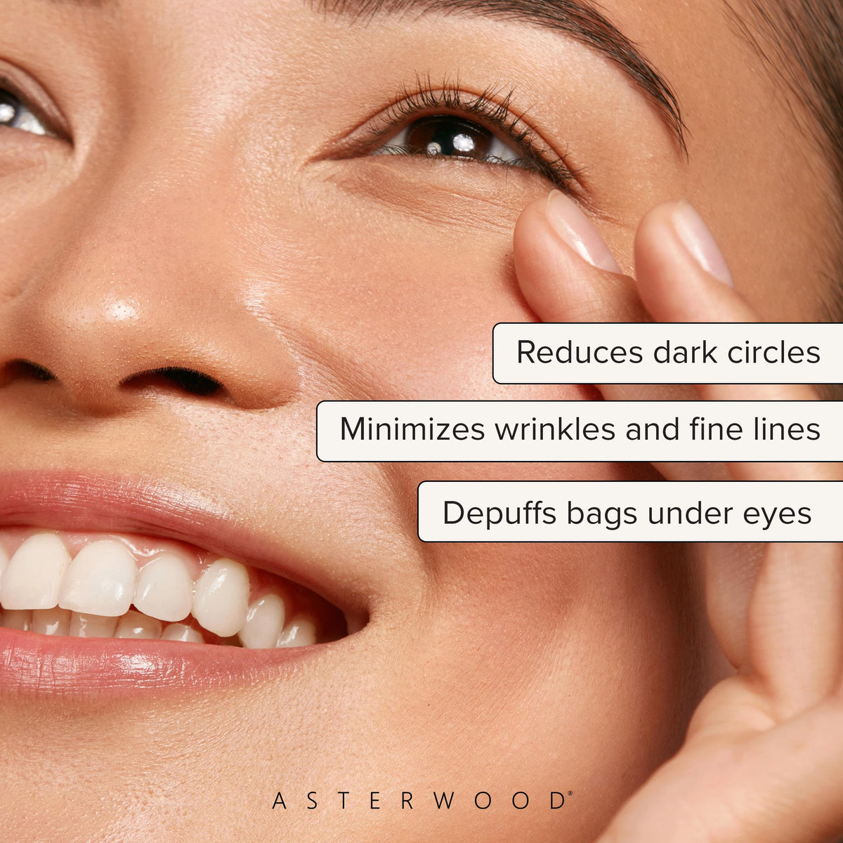 Asterwood cooling applicator close-up for precise under-eye delivery