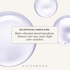 Asterwood label closeup highlighting ingredient list and gentle formulation benefits