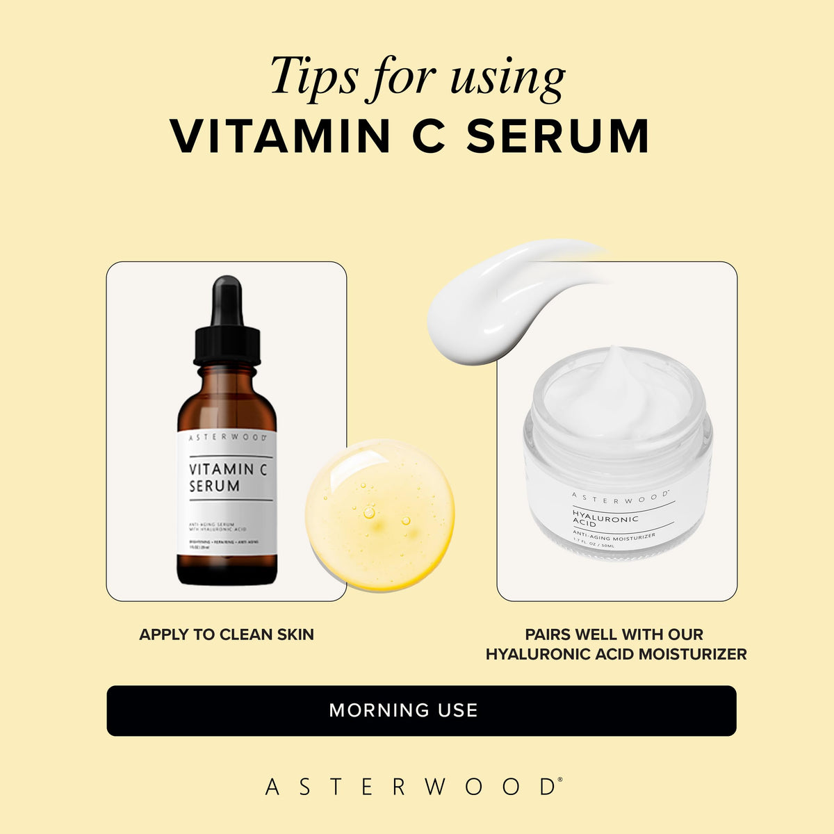 Asterwood on bathroom shelf in lifestyle setting suggesting easy routine benefit