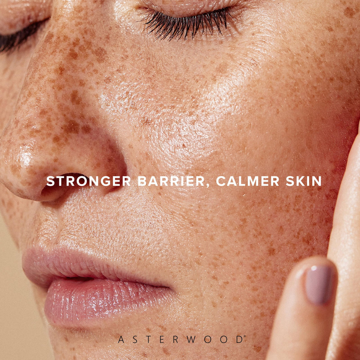 Asterwood ingredients label highlighting triple ceramides, hyaluronic acid, and squalane