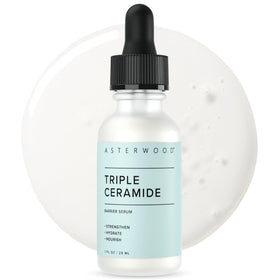 Asterwood front bottle showing design and product identity, clear barrier-restoring benefit