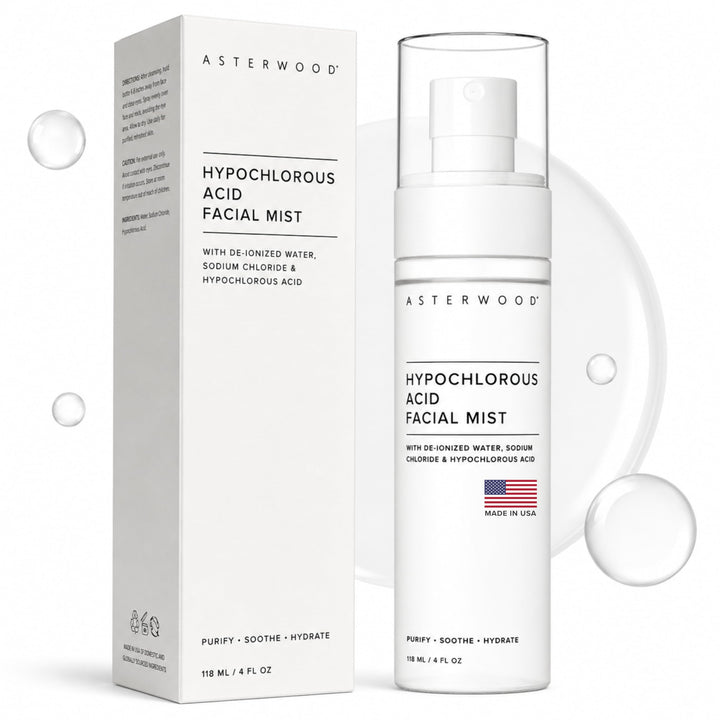 Asterwood front bottle face spray showing clean packaging and size benefits