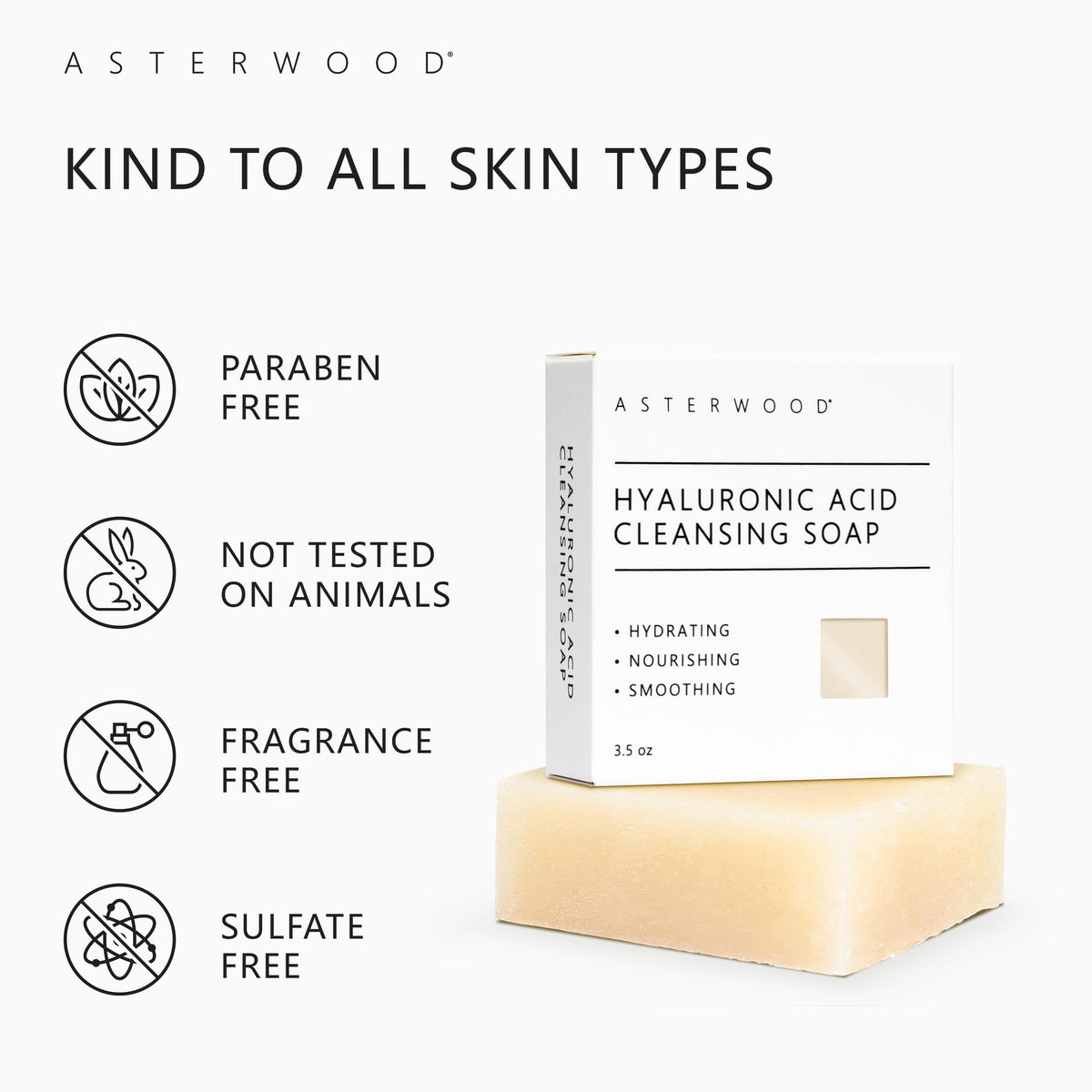 Asterwood label ingredients view displaying hyaluronic and coconut benefits